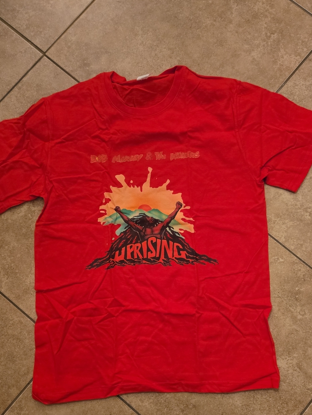 Red Short Sleeve Graphic Tee with Uprising Design
